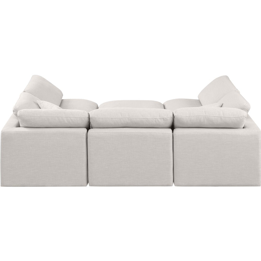 Indulge Cream Linen Textured Fabric Modular Sectional