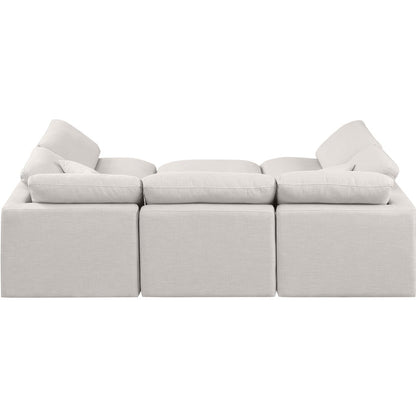 Indulge Cream Linen Textured Fabric Modular Sectional