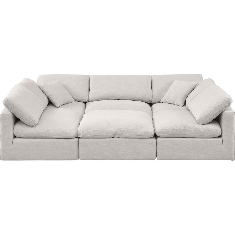 Indulge Cream Linen Textured Fabric Modular Sectional