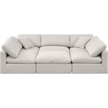 Indulge Cream Linen Textured Fabric Modular Sectional