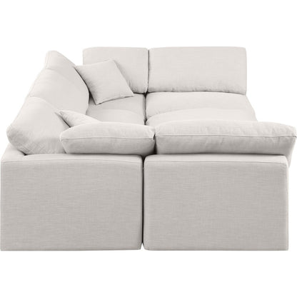 Indulge Cream Linen Textured Fabric Modular Sectional