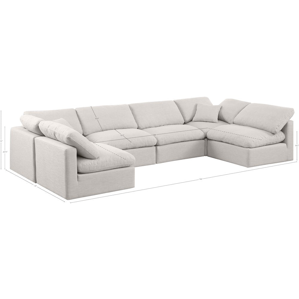 Indulge Cream Linen Textured Fabric Modular Sectional