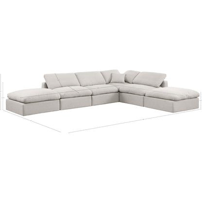 Indulge Cream Linen Textured Fabric Modular Sectional