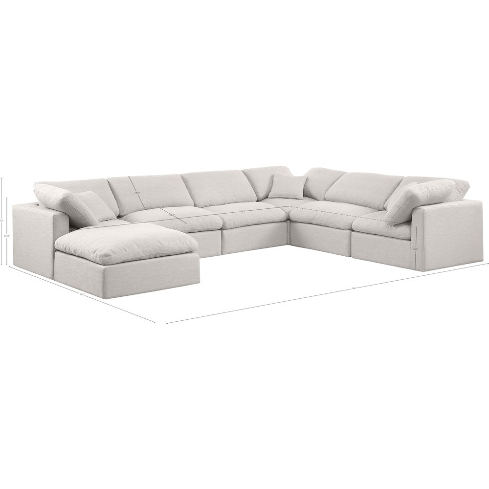 Indulge Cream Linen Textured Fabric Modular Sectional