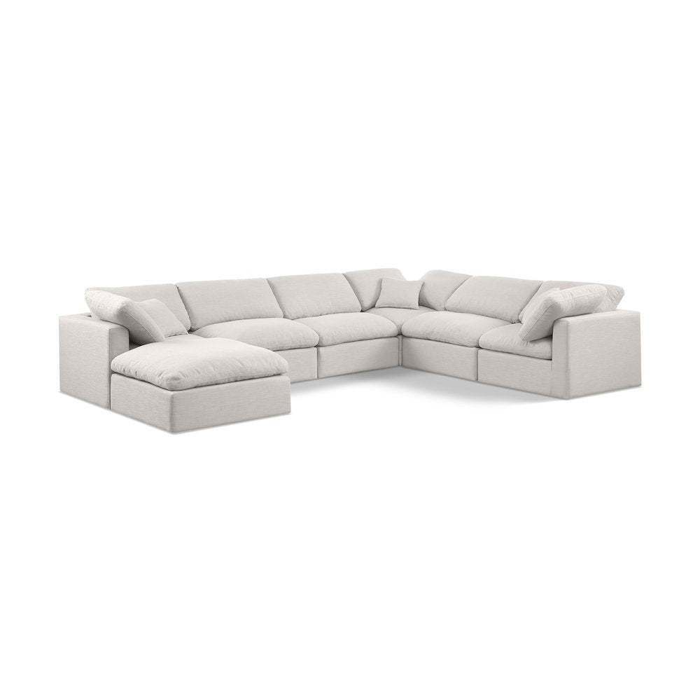 Indulge Cream Linen Textured Fabric Modular Sectional