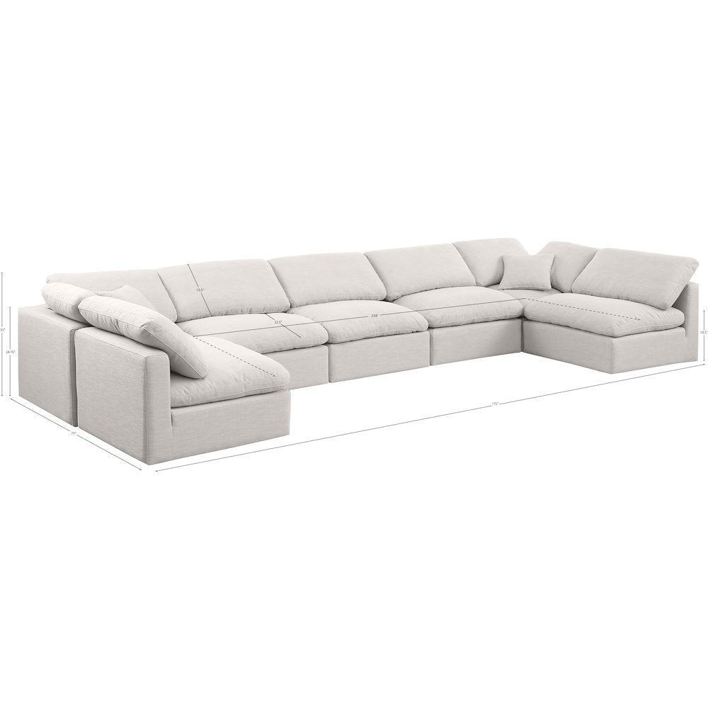 Indulge Cream Linen Textured Fabric Modular Sectional
