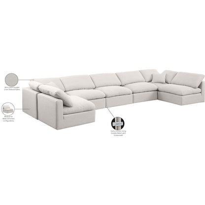 Indulge Cream Linen Textured Fabric Modular Sectional