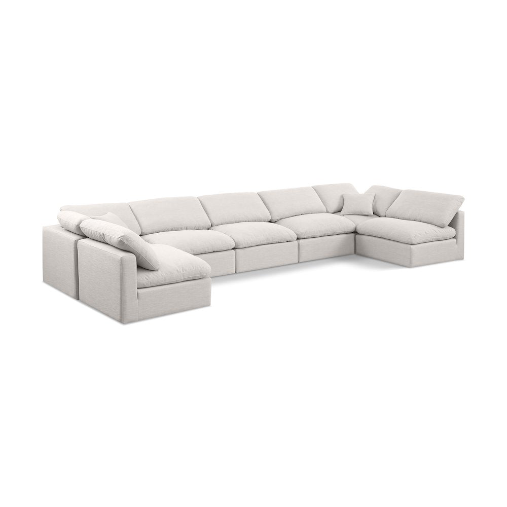 Indulge Cream Linen Textured Fabric Modular Sectional