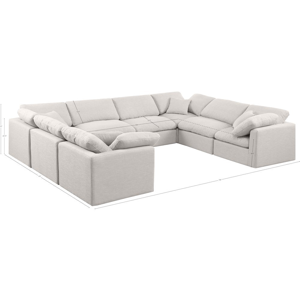 Indulge Cream Linen Textured Fabric Modular Sectional