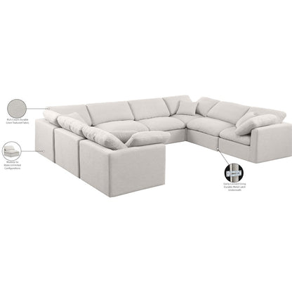 Indulge Cream Linen Textured Fabric Modular Sectional