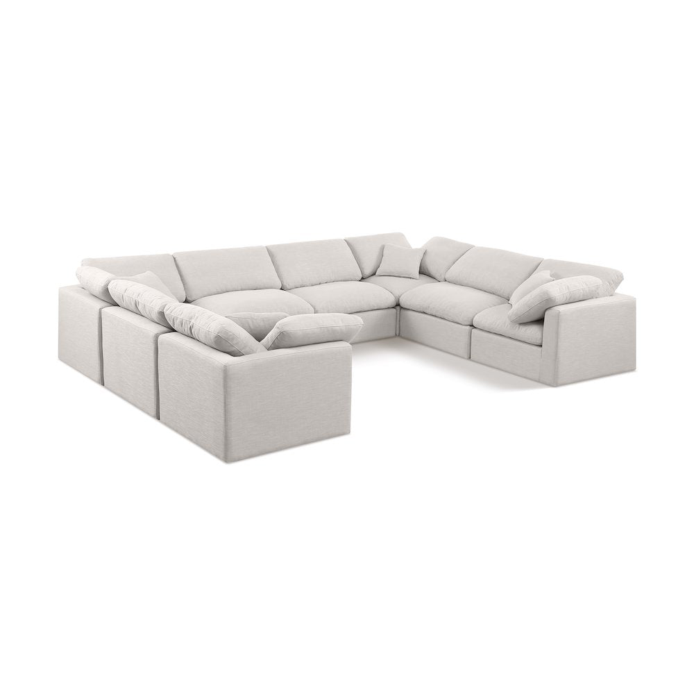 Indulge Cream Linen Textured Fabric Modular Sectional