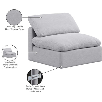 Indulge Grey Linen Textured Fabric Armless Chair