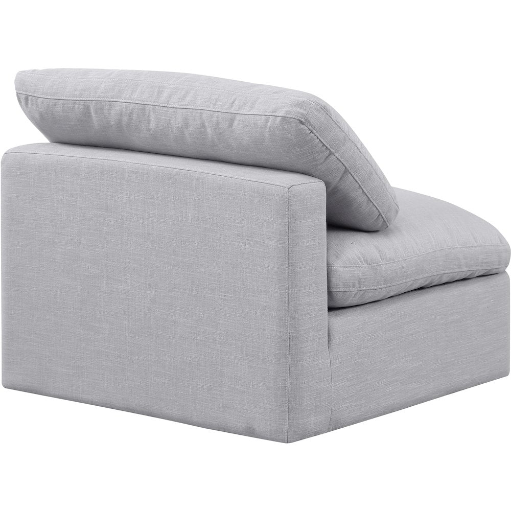 Indulge Grey Linen Textured Fabric Armless Chair