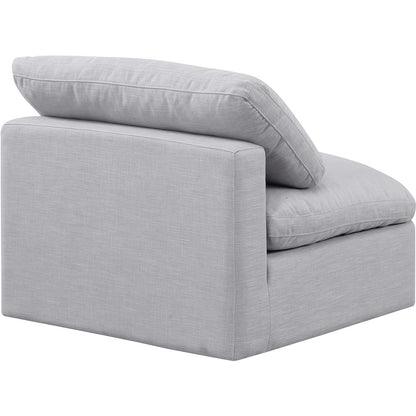 Indulge Grey Linen Textured Fabric Armless Chair