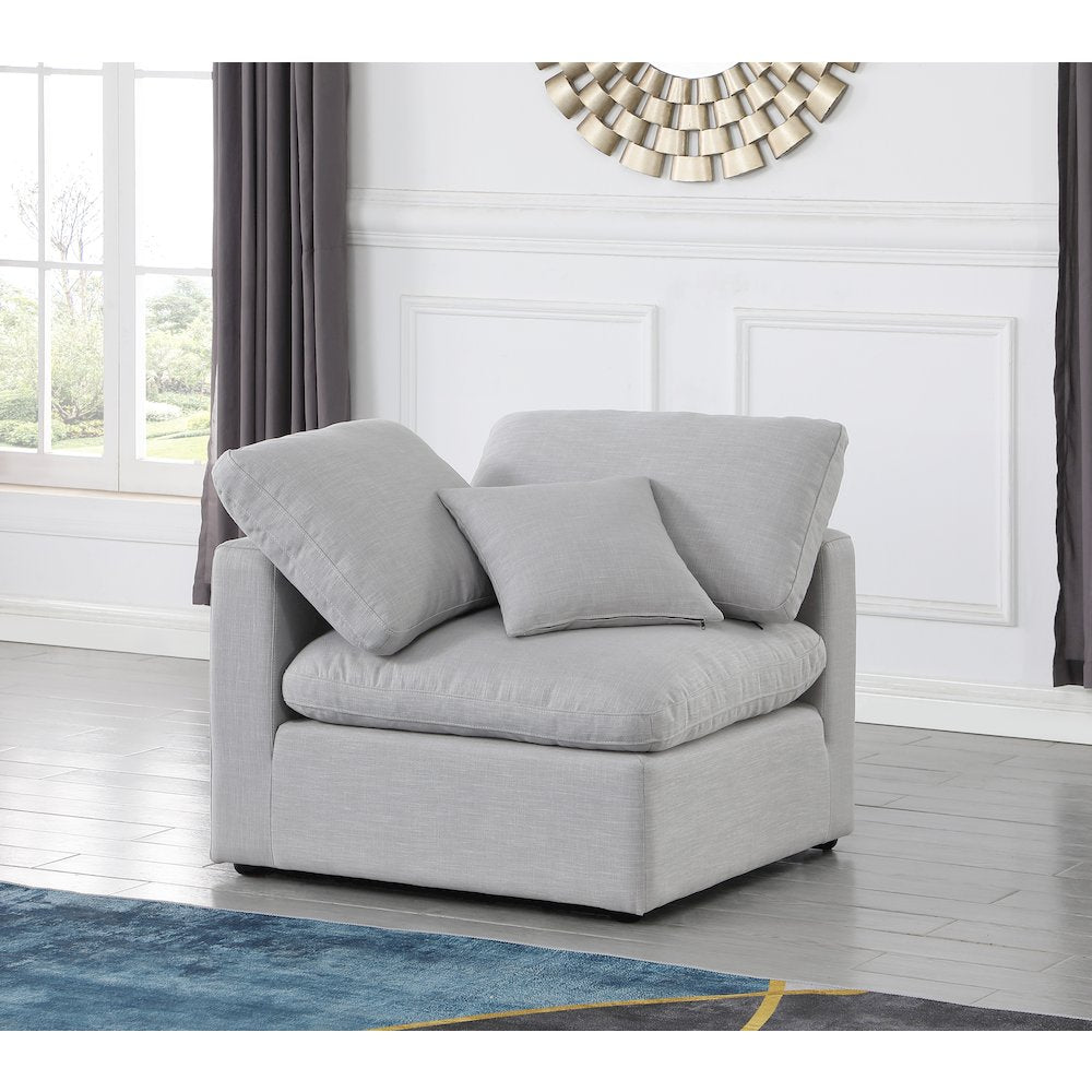 Indulge Grey Linen Textured Fabric Corner Chair