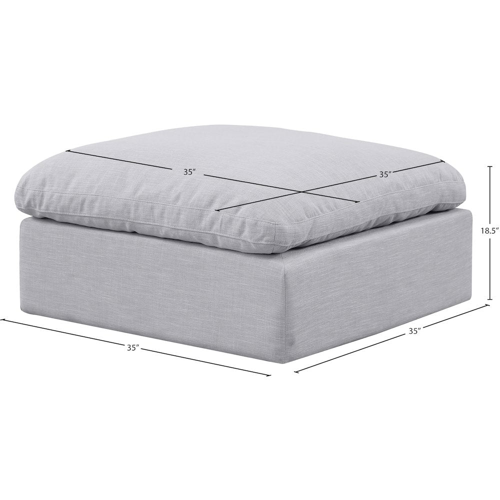 Indulge Grey Linen Textured Fabric Ottoman