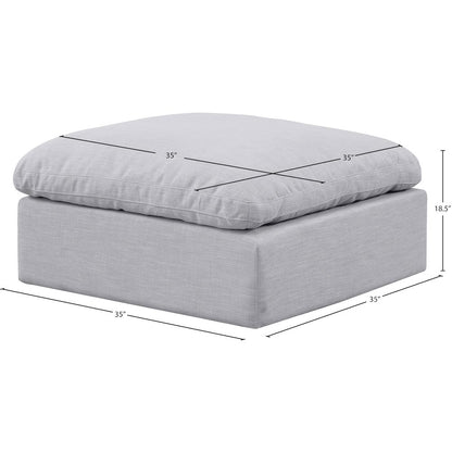 Indulge Grey Linen Textured Fabric Ottoman