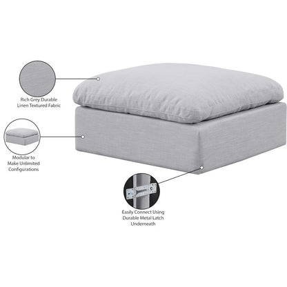 Indulge Grey Linen Textured Fabric Ottoman
