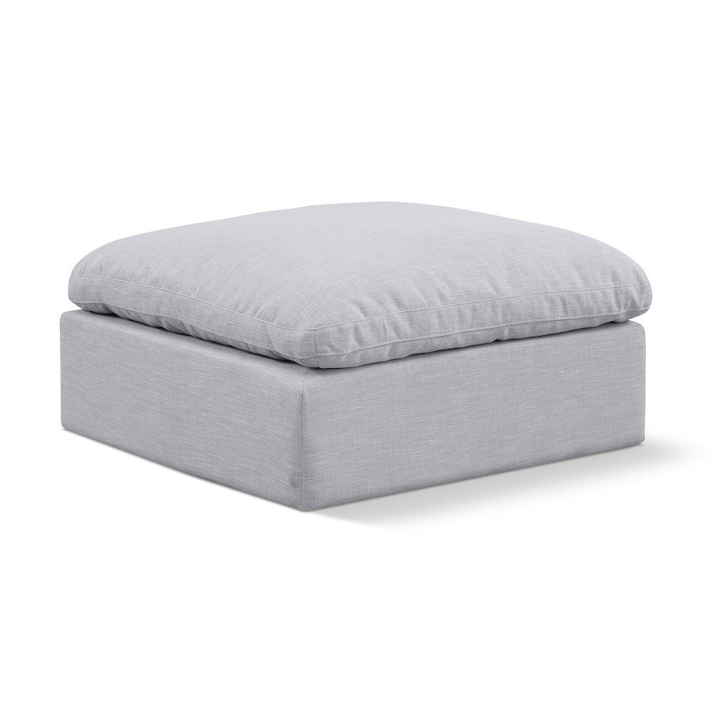 Indulge Grey Linen Textured Fabric Ottoman