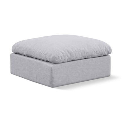 Indulge Grey Linen Textured Fabric Ottoman