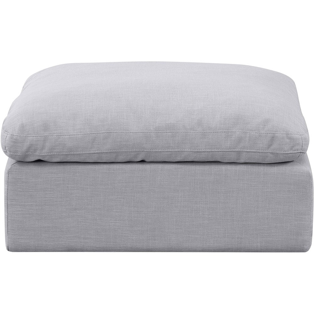 Indulge Grey Linen Textured Fabric Ottoman
