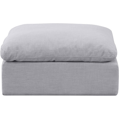 Indulge Grey Linen Textured Fabric Ottoman