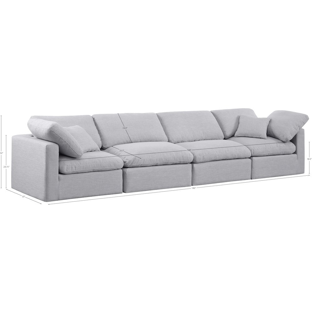 Indulge Grey Linen Textured Fabric Modular Sofa