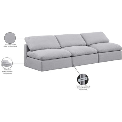 Indulge Grey Linen Textured Fabric Modular Sofa