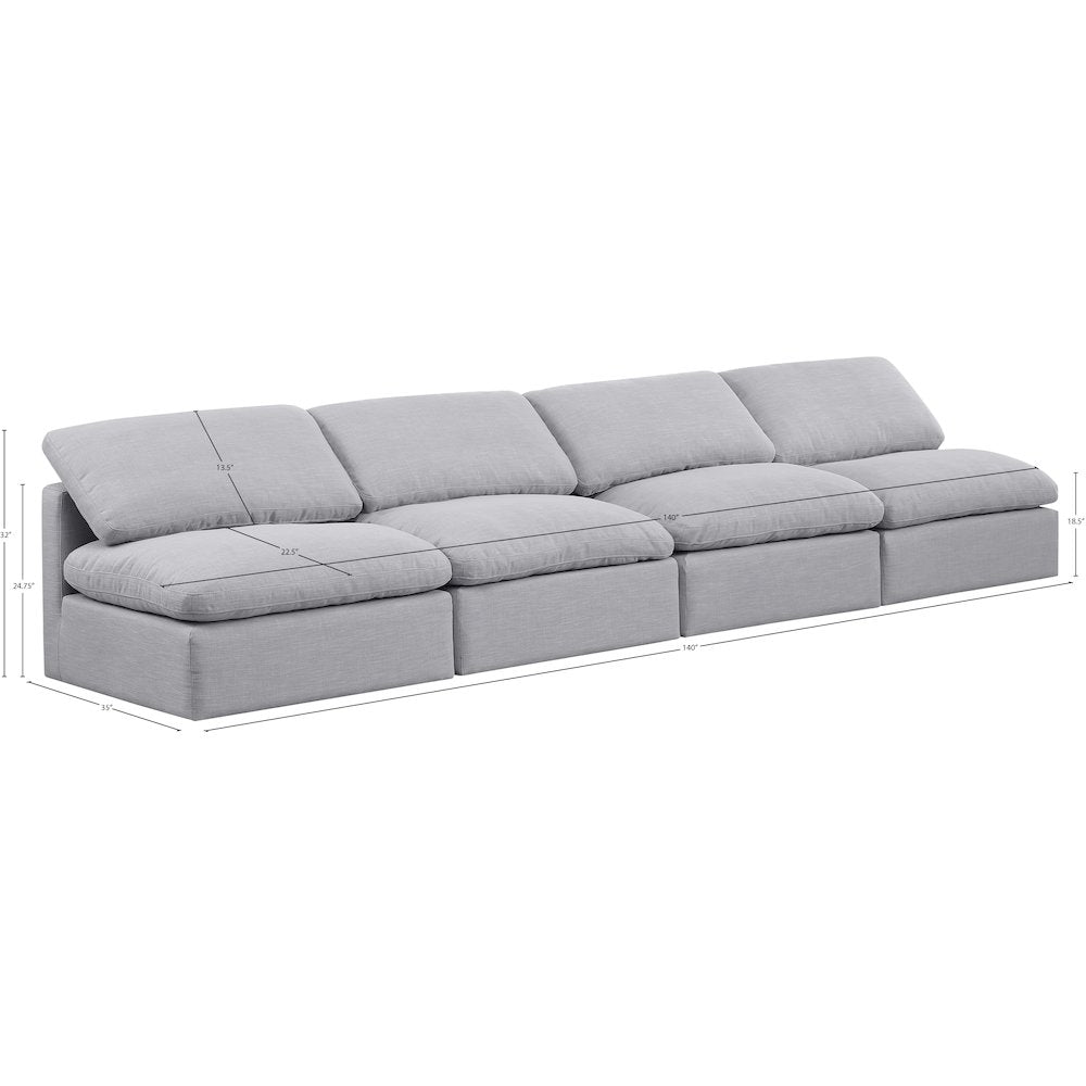 Indulge Grey Linen Textured Fabric Modular Sofa