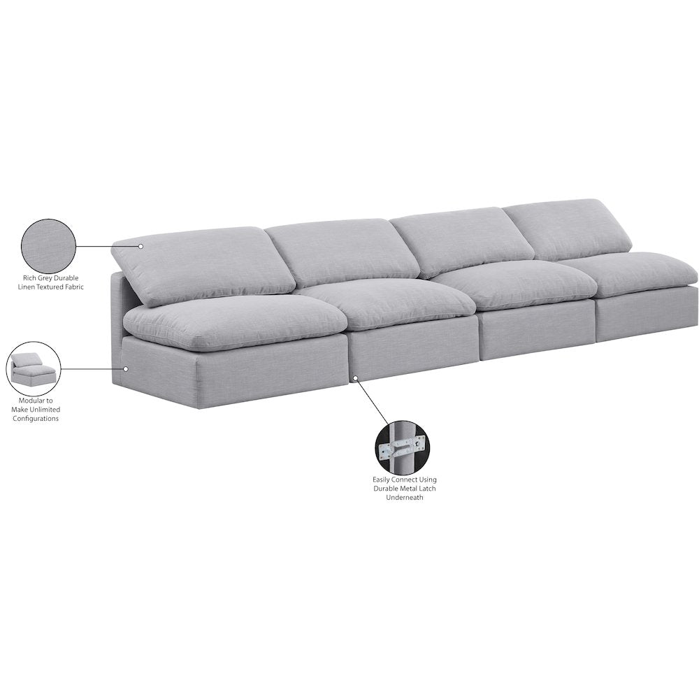 Indulge Grey Linen Textured Fabric Modular Sofa