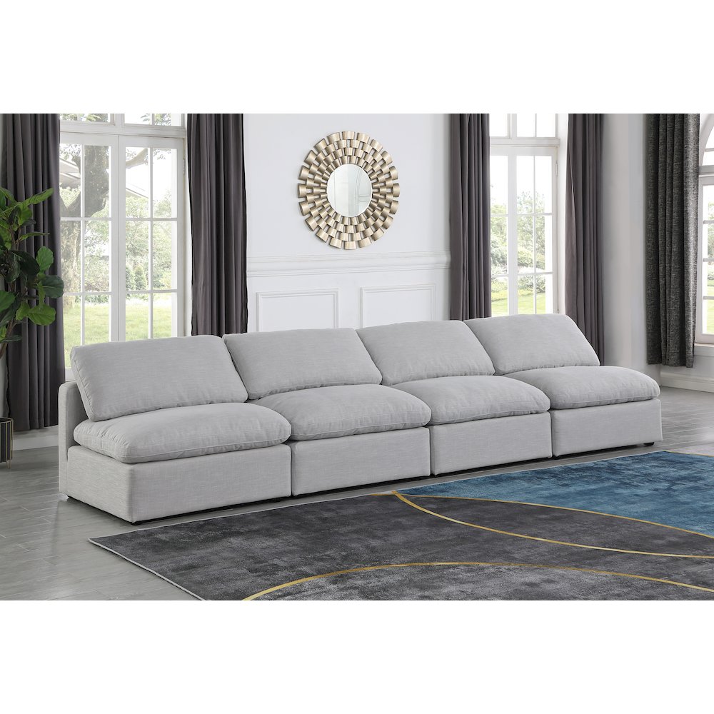 Indulge Grey Linen Textured Fabric Modular Sofa