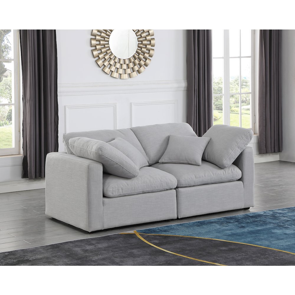 Indulge Grey Linen Textured Fabric Modular Sofa