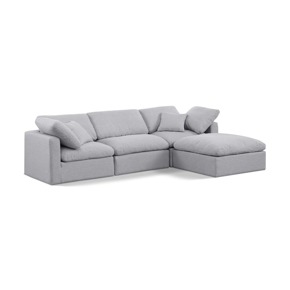 Indulge Grey Linen Textured Fabric Modular Sectional