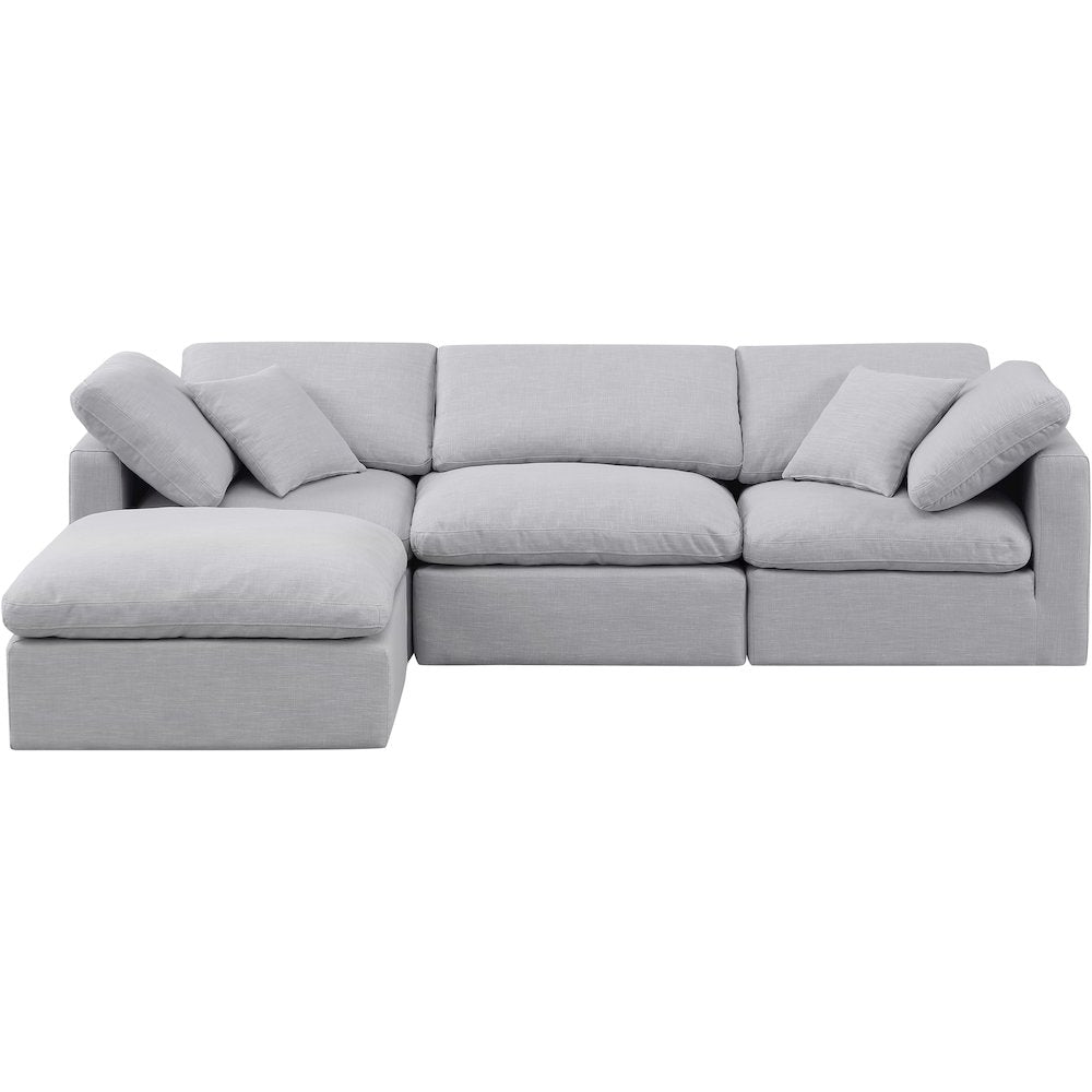 Indulge Grey Linen Textured Fabric Modular Sectional