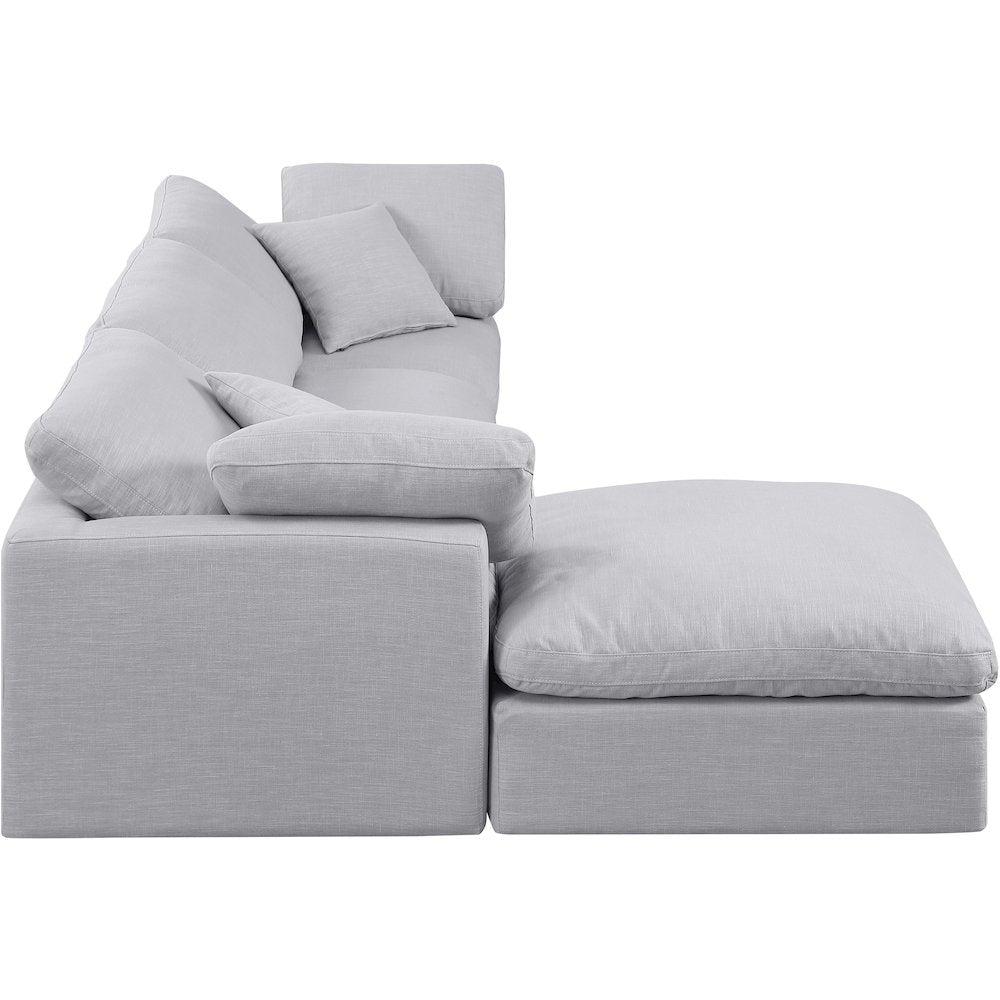 Indulge Grey Linen Textured Fabric Modular Sectional