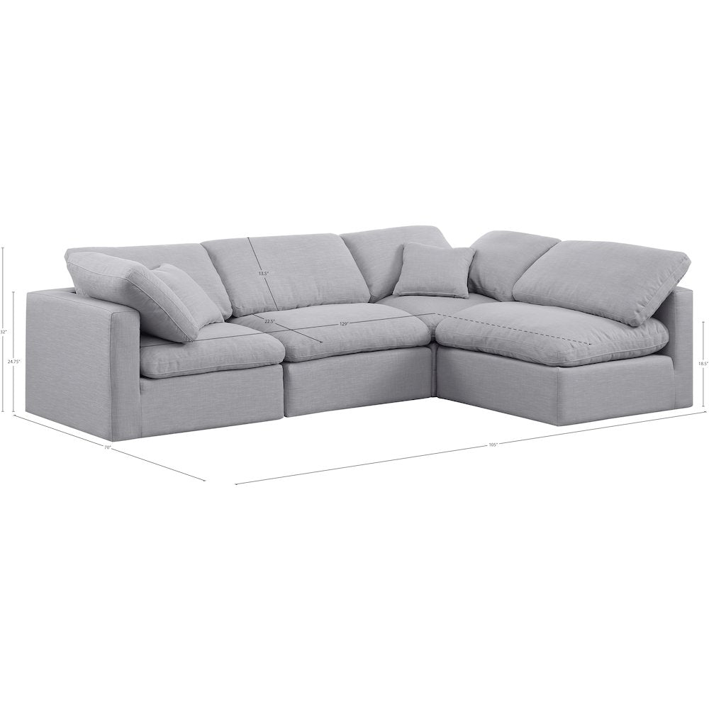 Indulge Grey Linen Textured Fabric Modular Sectional