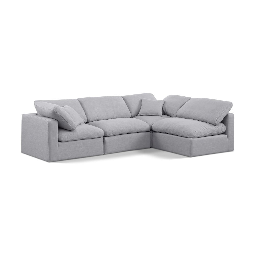 Indulge Grey Linen Textured Fabric Modular Sectional