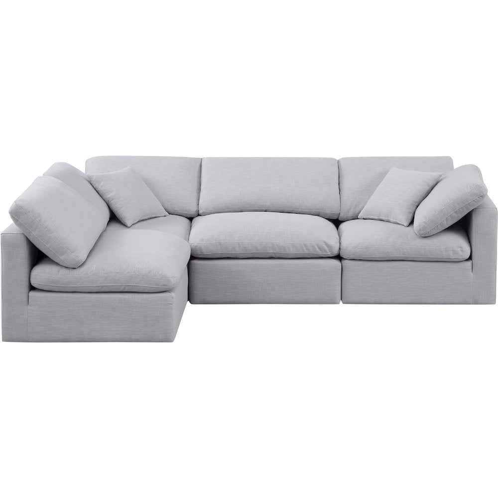 Indulge Grey Linen Textured Fabric Modular Sectional