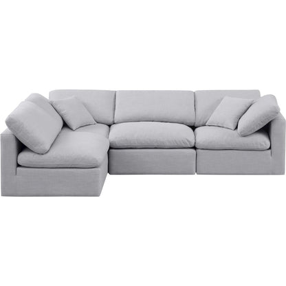 Indulge Grey Linen Textured Fabric Modular Sectional