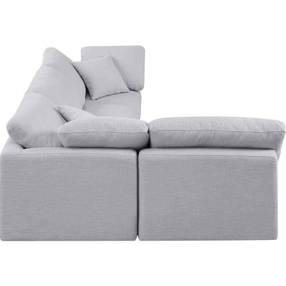 Indulge Grey Linen Textured Fabric Modular Sectional