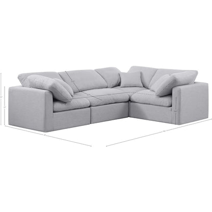 Indulge Grey Linen Textured Fabric Modular Sectional