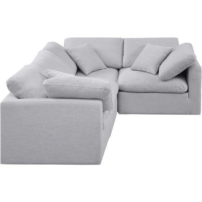 Indulge Grey Linen Textured Fabric Modular Sectional