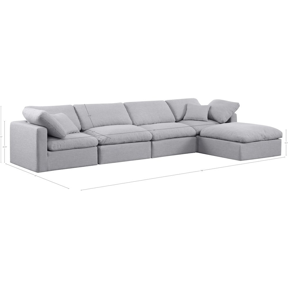 Indulge Grey Linen Textured Fabric Modular Sectional