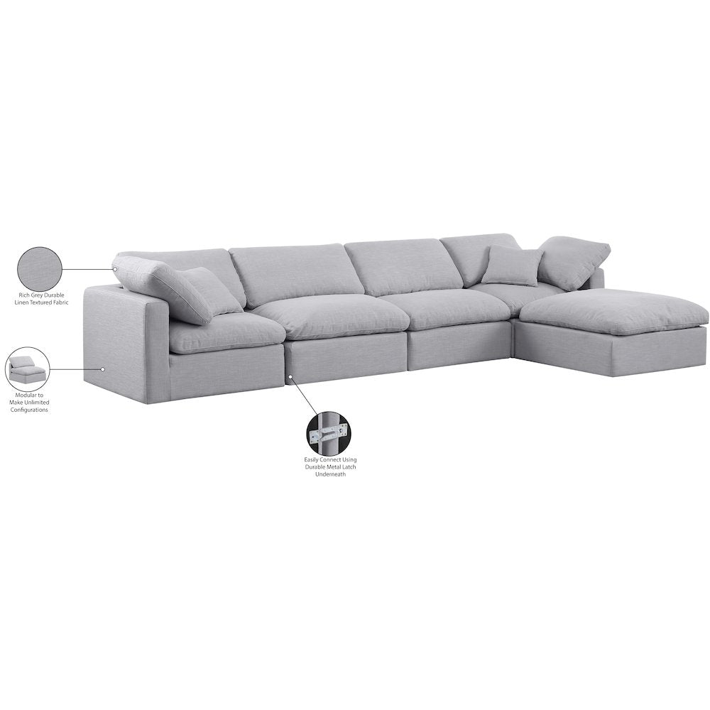 Indulge Grey Linen Textured Fabric Modular Sectional