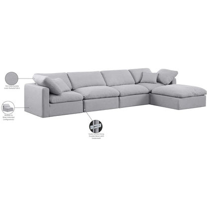 Indulge Grey Linen Textured Fabric Modular Sectional