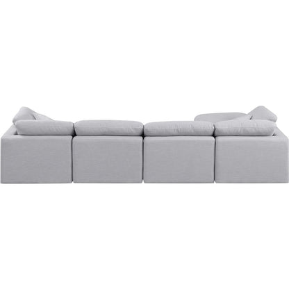 Indulge Grey Linen Textured Fabric Modular Sectional