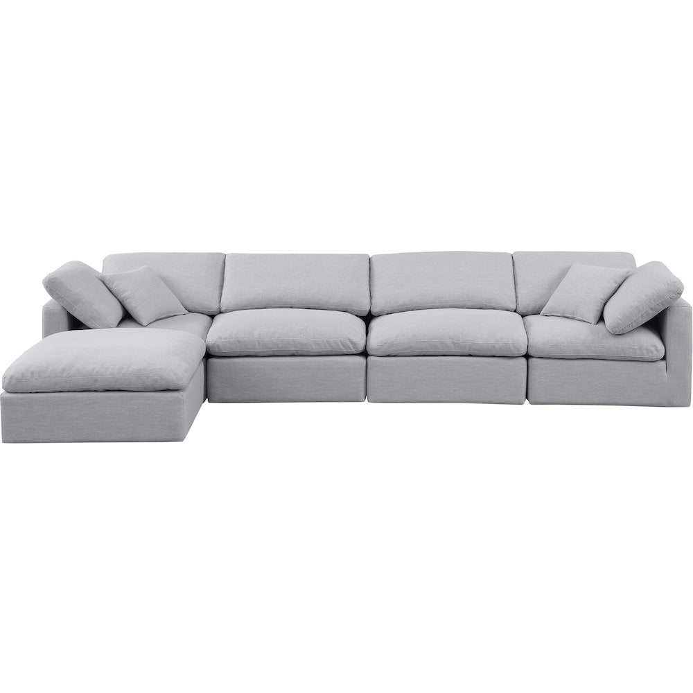 Indulge Grey Linen Textured Fabric Modular Sectional