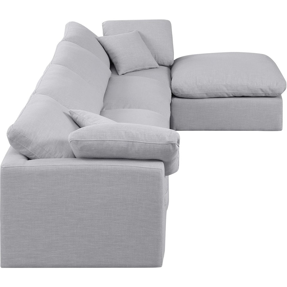 Indulge Grey Linen Textured Fabric Modular Sectional