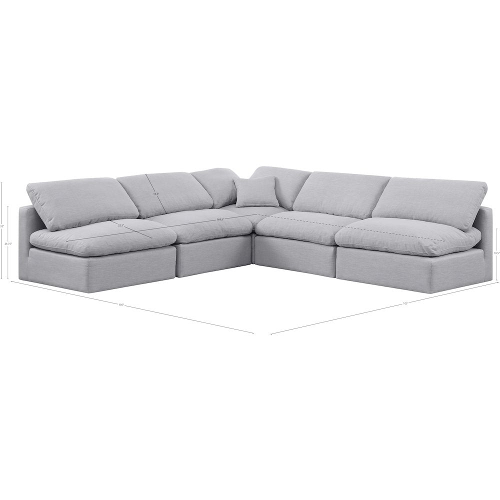 Indulge Grey Linen Textured Fabric Modular Sectional