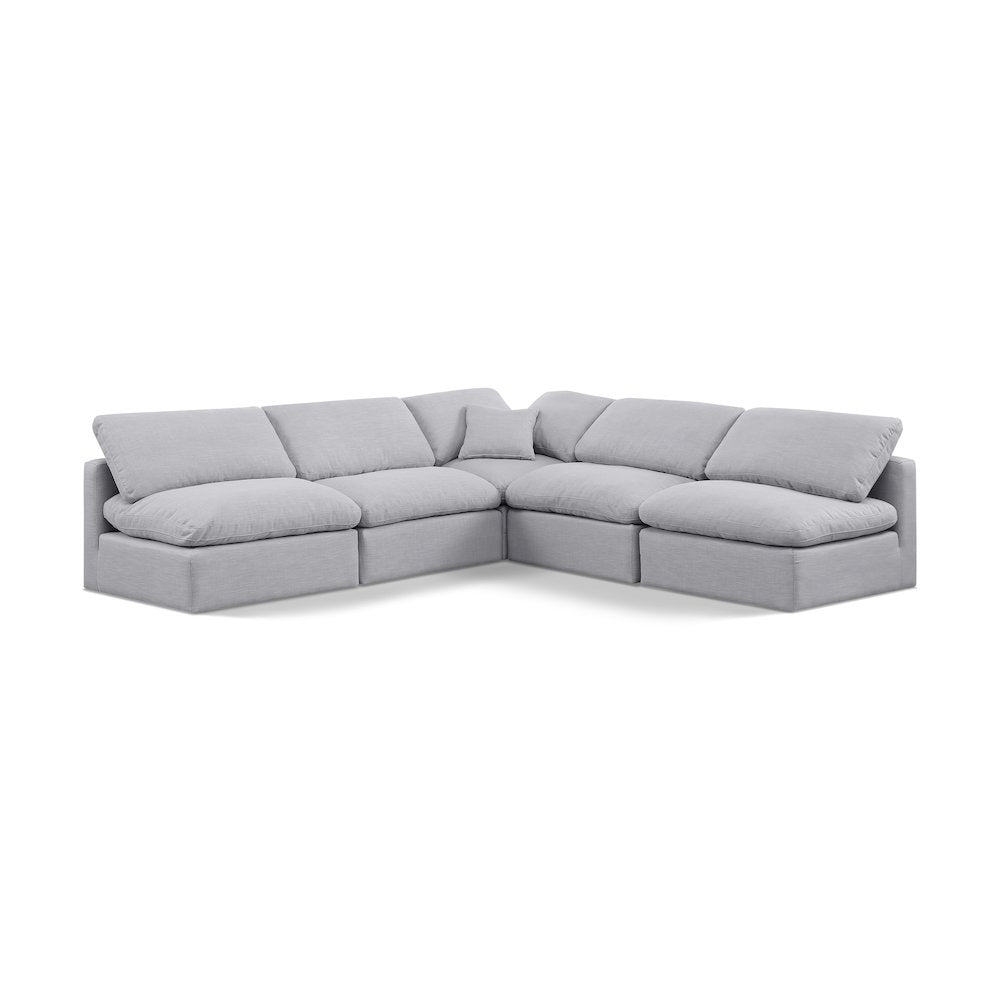 Indulge Grey Linen Textured Fabric Modular Sectional